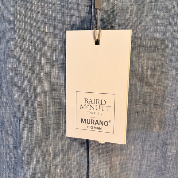 NWT Baird McNutt x Murano Big & Tall Long Sleeve Solid Linen Woven Shirt, 2XB - Picture 3 of 12